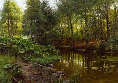 P. Mönsted, Summer Day by the Forest Stream by Peder Monsted